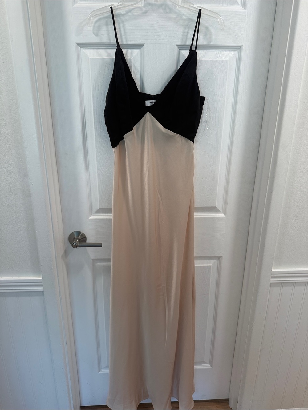 Showpo Two-Tone Black & Cream Slip Maxi Dress